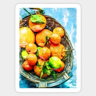 Basket of Oranges & Mandarin -  For Fruit Lovers. Sticker